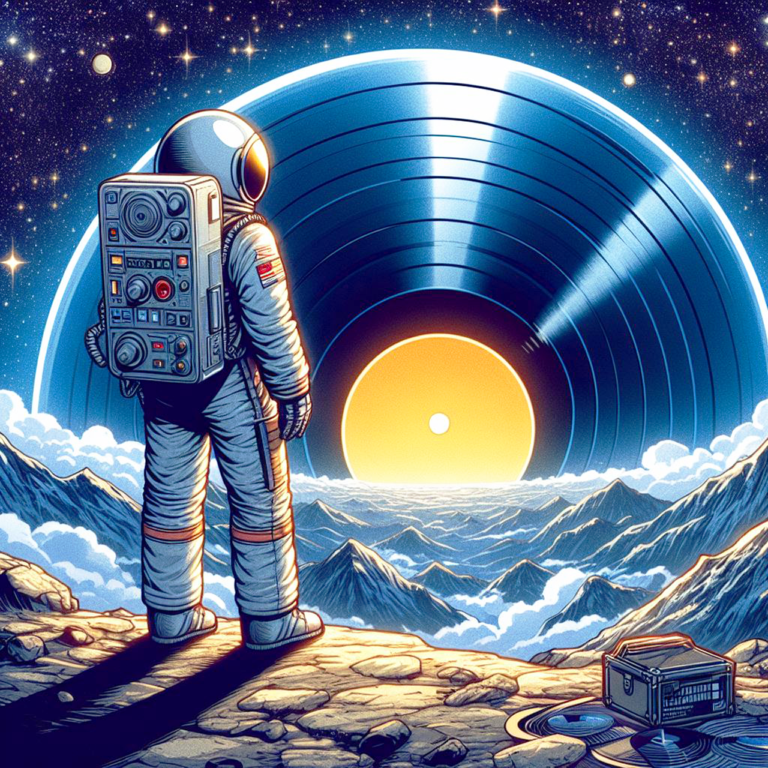 płyta winylowa i kosmonauta